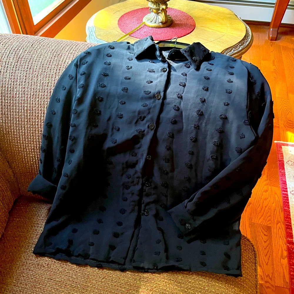 Sheer black women’s Embroidered black blouse